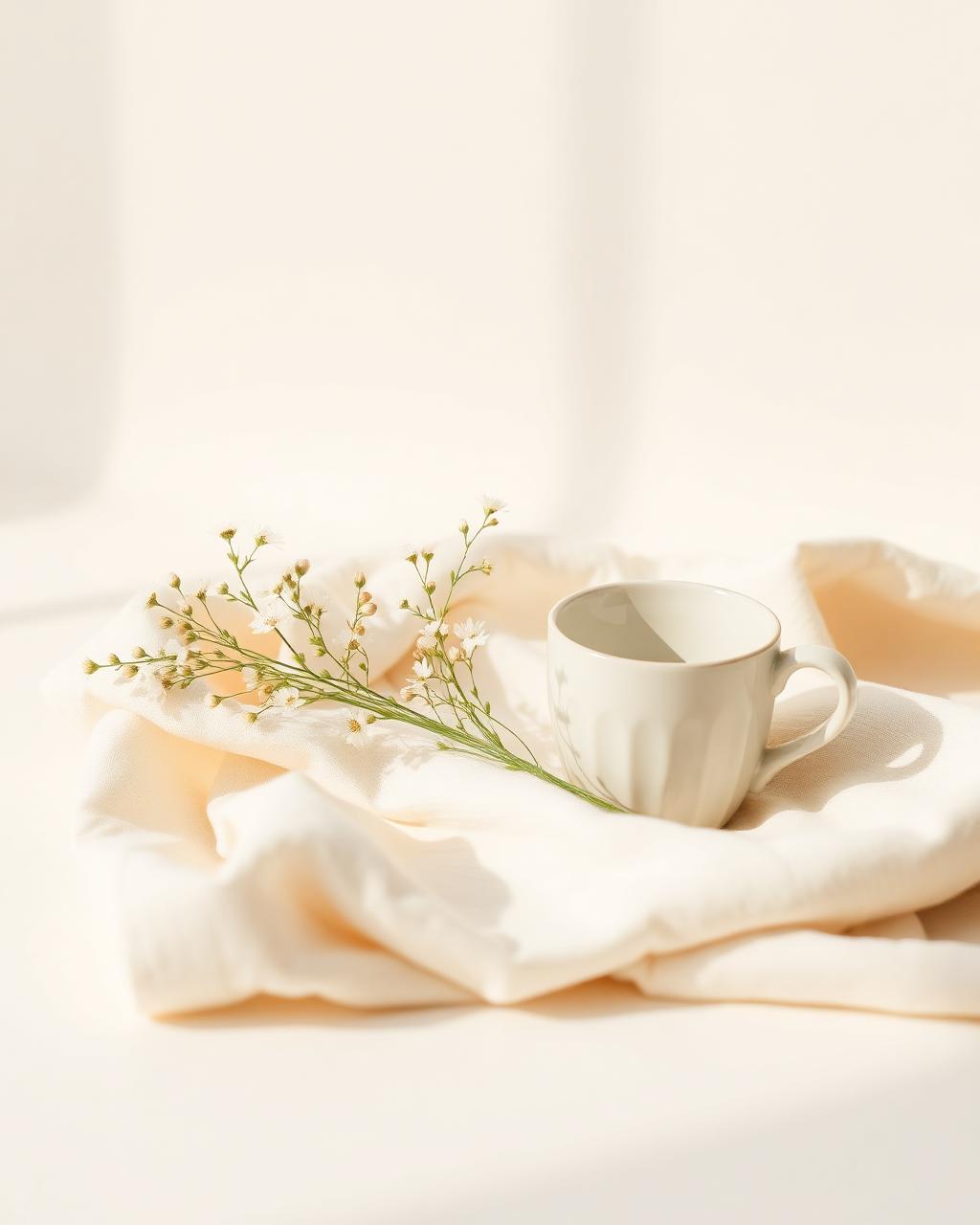 Stilleben mit Blumen und Tasse